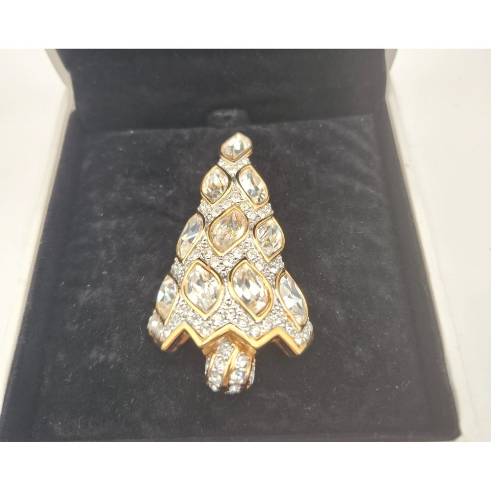 Swarovski Christmas Tree Brooch Pin Rare Signed Retired Original Box - Picture 2 of 5